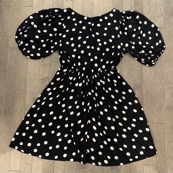 NWT Abercrombie & Fitch Cinch-Front Mini Dress Black/White - Picture 4 of 7